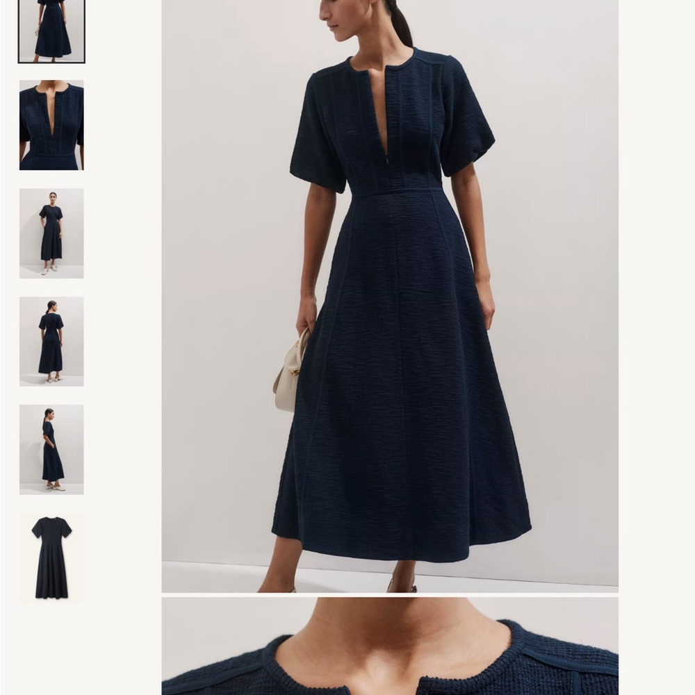 Elegant ME+EM Navy Blue Midi Dress